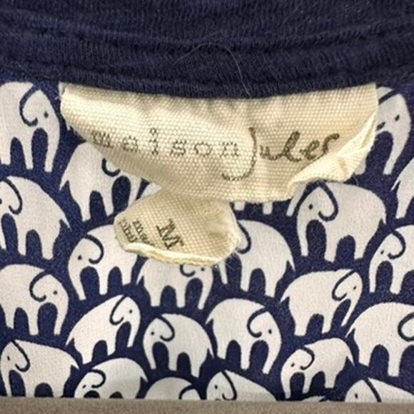 Maison Jules Medium Blue Elephant Blouse Casual Fun Animals Lightweight - Picture 8 of 9